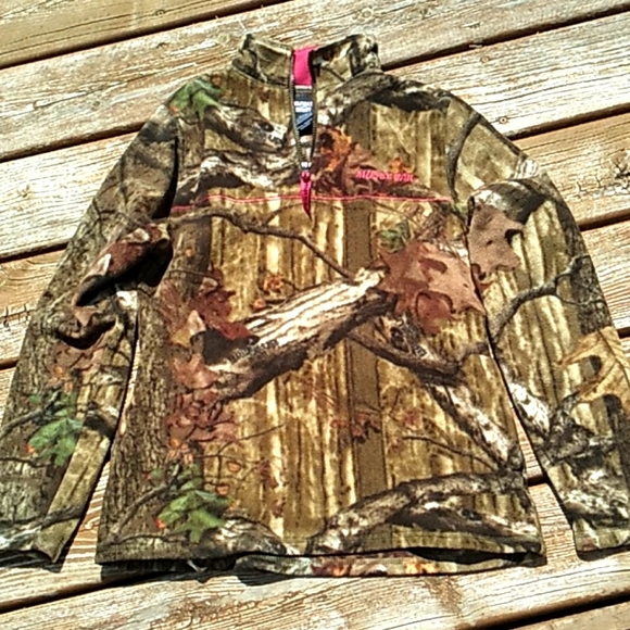Women's Mossy Oak camo fleece pullover sz M 8-10 - Picture 1 of 10